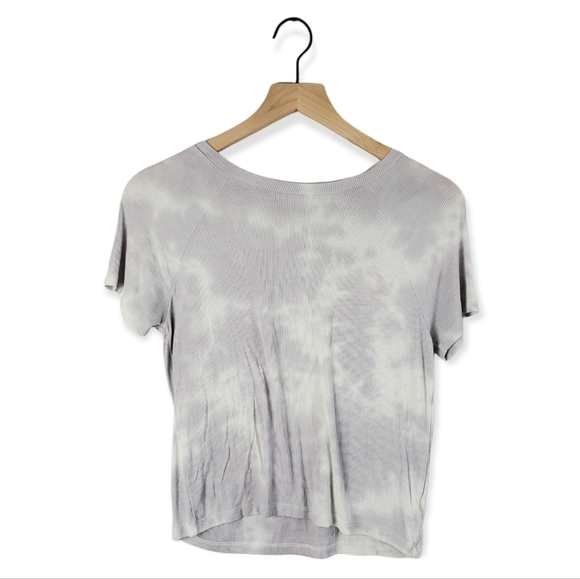 American Eagle Blue Gray Ribbed Tee Small - Picture 1 of 6